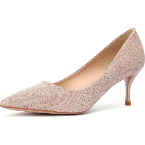 Women High Heels Brand Pumps Women Shoes Sequined Cloth Thin Heels Pointed Toe Sexy Party Shoes Wedding Shoes