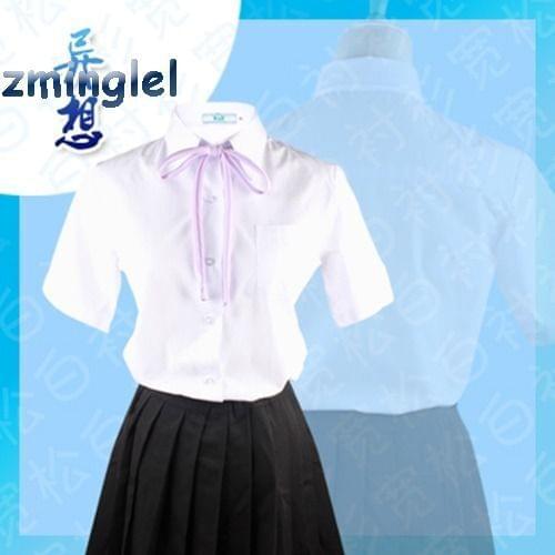 Japanese School Uniform Style Girls French Toast Blouse Sharp Collar Uniform Shirt Tops with Chest Pocket Short Sleeves