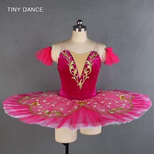 Hot Pink and Gold Professional Ballerina Dance Costumes Adult Ballet Dance Tutu Dress for Performance Classical Tutus BLL139