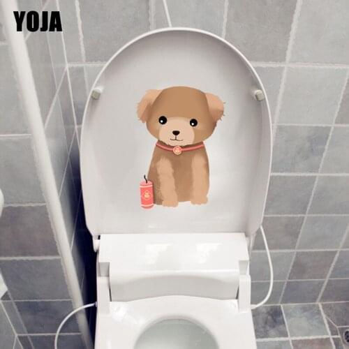 YOJA 18.4*24.4CM Cartoon Cute Dog BedRoom Home Decor Wall Sticker Toilet Decal T3-0603