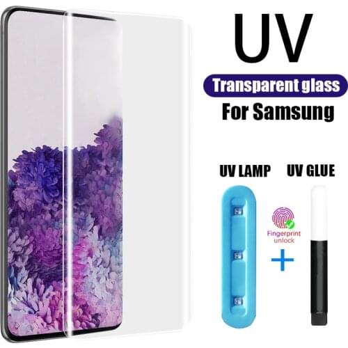 UV Tempered Glass For Samsung S21 Plus S20 Ultra Note 20 8 9 10 S S10 Plus S8 S9 S20 Note20 5G Screen Protector Protective Glass