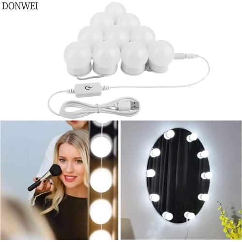 10 Bulbs Makeup Mirror Light Brightness Adjustable Cosmetic Mirror Lights Hollywood Style USB Charged Vanity Makeup Mirror Light