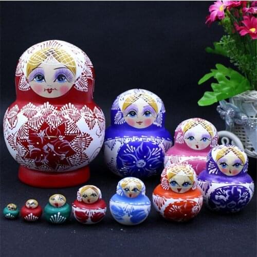 10 Layer Big Belly Matryoshka Doll Colorful Dry Basswood Handmade Crafts Painted Russian Nesting Dolls DIY Educational Toys L65