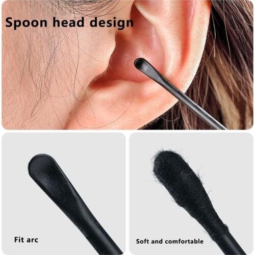 100pcs Ear Spoons Double-headed Cotton Swabs Plastic Curette Ear Pick Cleaner Ear Cleaner Spoon Portable Makeup Nail Art Sticks