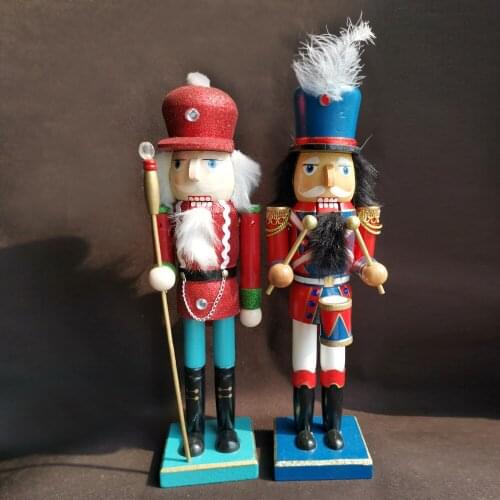 35cm drummer nutcracker soldier puppet rare Christmas woodcarving painted nutcracker toy children Christmas gift toy ht169