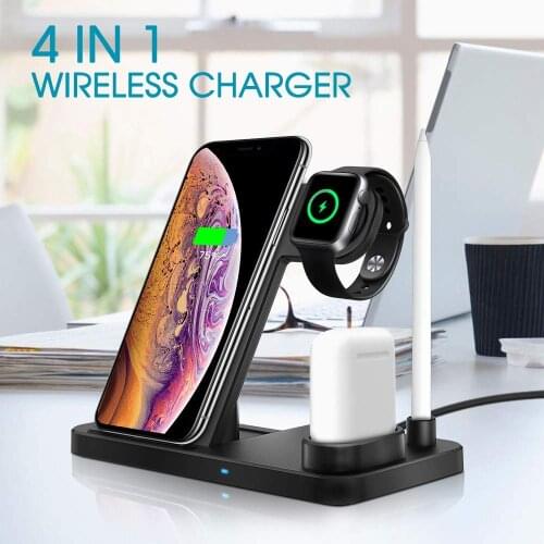4 in 1 Wireless Charger Station Qi Fast Charging Stand for iPhone 12 11 X XS XR XS Max X 8 For Apple Watch 6 5 4 3 2 Airpods Pro