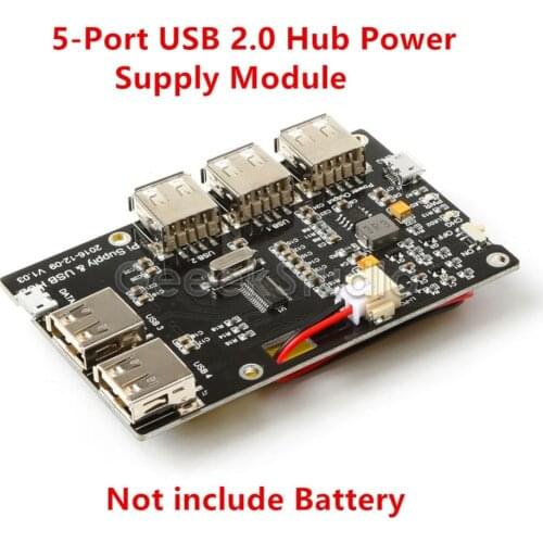 5-Port USB 2.0 Hub Power Supply Module, Not Include Battery, for Raspberry Pi 3/2 Model B/A+/Pi Zero