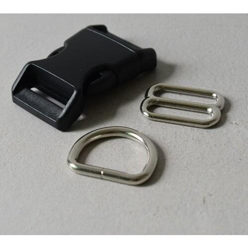 50 sets 25mm webbing plastic breakaway buckle metal D ring strap belt slider for diy pet dog collar necklace accessory