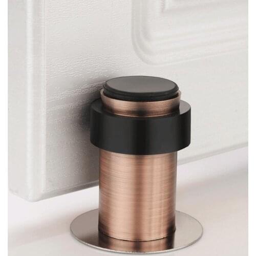 60mm Door Stopper Adhesive Wall Protection Stainless Steel Punch-free Round Doorstop for Toilet