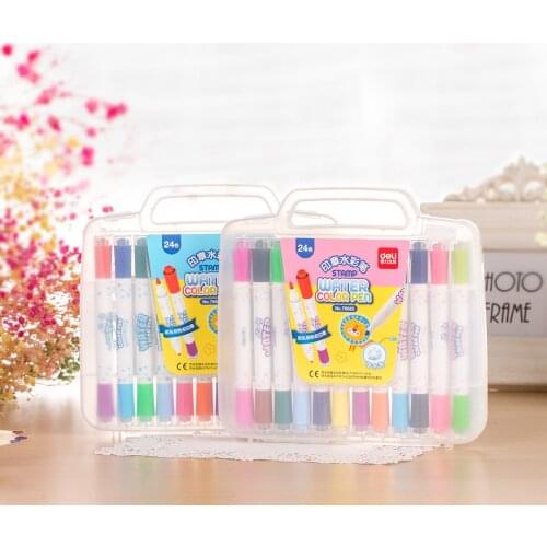 70665 double-head seal watercolor pen 24 colors Student children double-headed can write easy water wash pigment