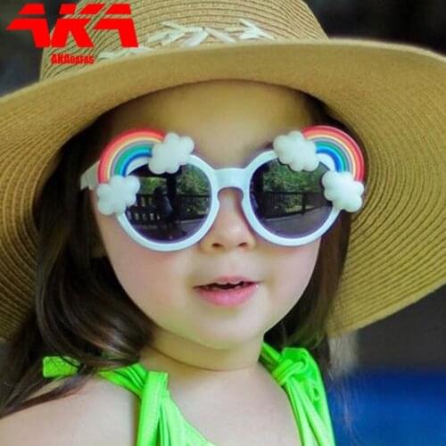 AKAgafas 2021 Retro Sunglasses Children Cute Round Flower Eyeglasses Girls/Boys Cool Luxury Glasses Children Gafas De Sol Hombre