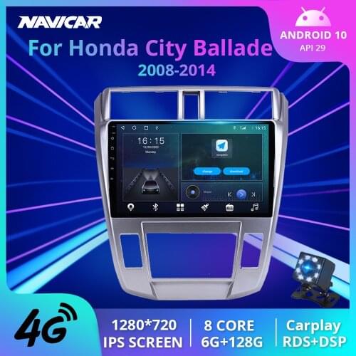 2Din Android10.0 Car Radio For Honda City Ballade 2008-2014 Stereo Receiver GPS Navigation Car Receiver Auto Radio Car Video IGO
