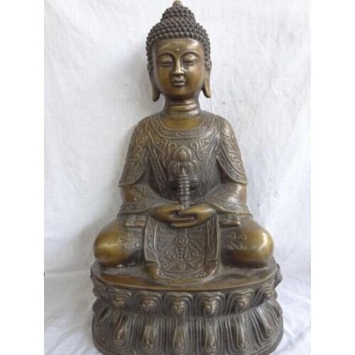 Bi001737 24" Tibet Bronze Buddhism Amitayus Sakyamuni Shakyamuni Buddha Joss Stupa Statue