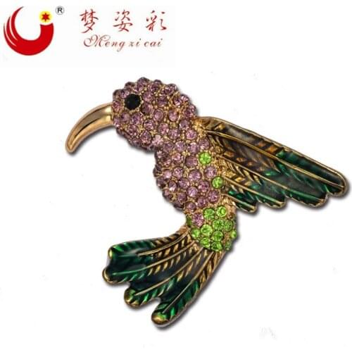 Fashion Women Lovely Colored Rhinestone Bird Brooch Beauty Crystal Animal Broches Jewelry Hajab Pins X1335