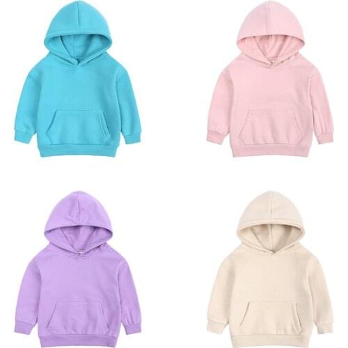 Hoodie Sweatshirt Tops Jacket for Children 2021 New AutumnToddler Hooded Solid Spring Baby Kids Boys Girls Clothes Coat Plain