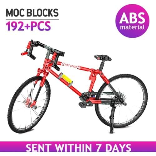 MOC City Racing Road Bicycle Mountain Bike Building Blocks Bricks Simulation Model Collection Educational Toys for Children Gift