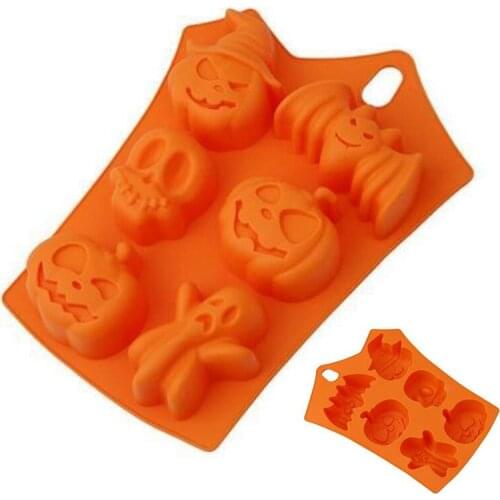 JX-LCLYL 6 Cavity Halloween Silicone Cake Mold Ice Cube Soap Chocolate Baking Mould Decor