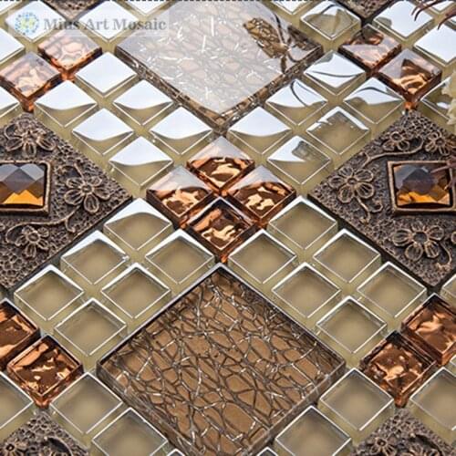 AAA Grade gold foil glass tiles kitchen mosaic tiles A4D6