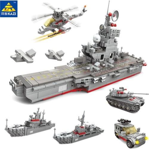 Kazi 5 In 1 Aircraft Frigate Military carrier Blocks 861pcs Bricks Building Blocks Sets Education Toys For Children