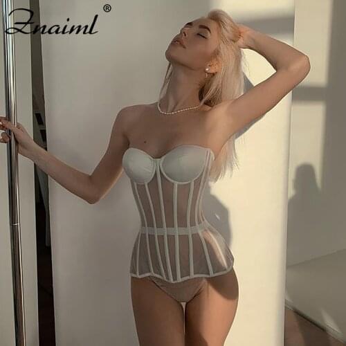 Znaiml Overbust Corset Sexy Lace Mesh Bandage Women Bustier Corset Lingerie Tops Brocade Victorian Fashion Party DropShipping