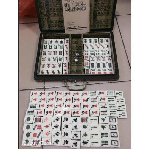 Beautiful Mah Jong Set in Leather book Box*144 Tiles Tiles + gift peiqian