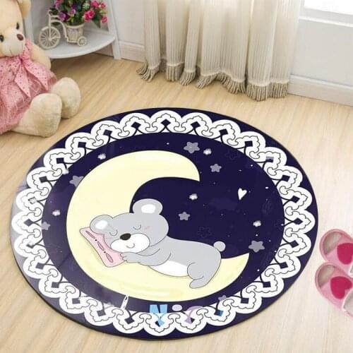 Round Rugs For Children Rooms Cartoon 3D Cat Bear Pattern Nordic Modern Simplicity Mat CarpetFor Home Living Room Bedroom