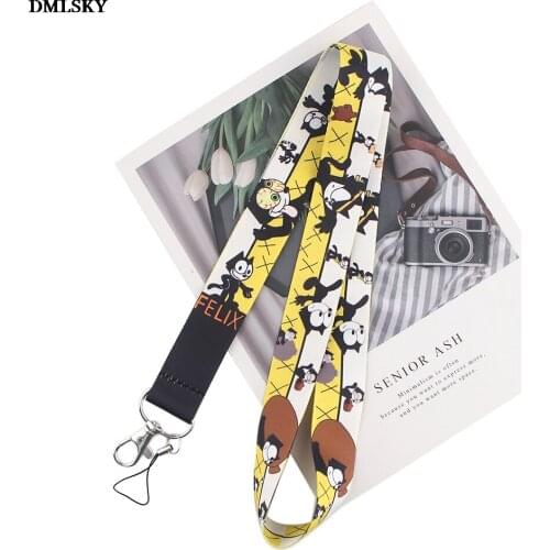 MD066 DMLSKY Cartoon Cat Lanyard Keychain keys Badge ID Mobile Phone Rope Kids Cute Gifts Lanyard