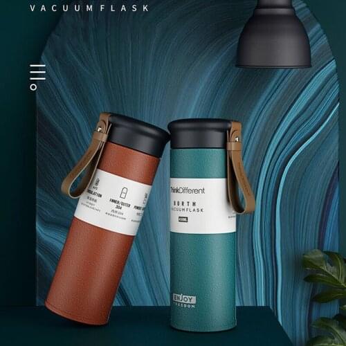 OAPE 450ML Cute 304 Stainless Steel Thermos Cup Men Women Home Office Water Cup With Carrying Rope Outdoor Student Sports Bottle