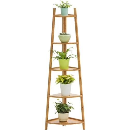 Multi-layer corner indoor flower stand kindergarten succulent potted corner corner bamboo bamboo planter flower shop ladder disp
