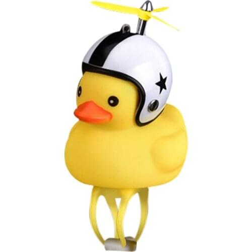 Cartoon Yellow Little Duck Shape Shining Mountain Bike Head Light ring the bicycle light + helmet + three-leaf bamboo pole A1