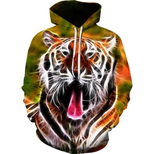 2021 Mens New Tiger 3D Digital Printing Sweateshirts Teen Hooded Sweatshirts