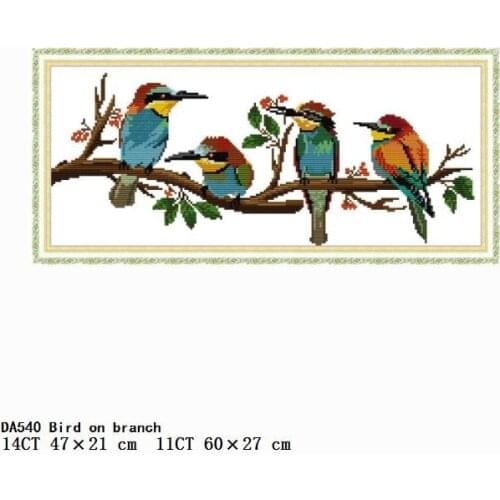 Embroidery Thread Needlework Cross Stitch Kit Stamped Bird on Branch Patterns Counted 14CT 11CT Print Fabric Handmade Decor Sets
