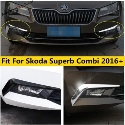 For Skoda Superb Combi 2016 - 2019 Car Exterior Front Bumper Air Knife Fog Light Lamp Cover Trim ABS Chrome / Black Accessories