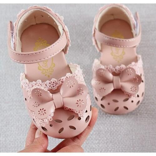 Newest Summer Kids Shoes 2020 Fashion Leathers Sweet Children Sandals For Girls Toddler Baby Breathable Hoolow Out Bow Shoes