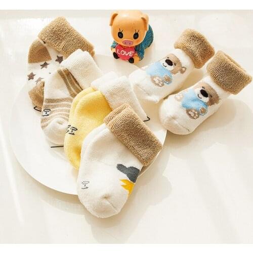 New Winter Baby Socks Warm Cartoon Animal Print Toddr socks thickening giving Children terry socks Knee High