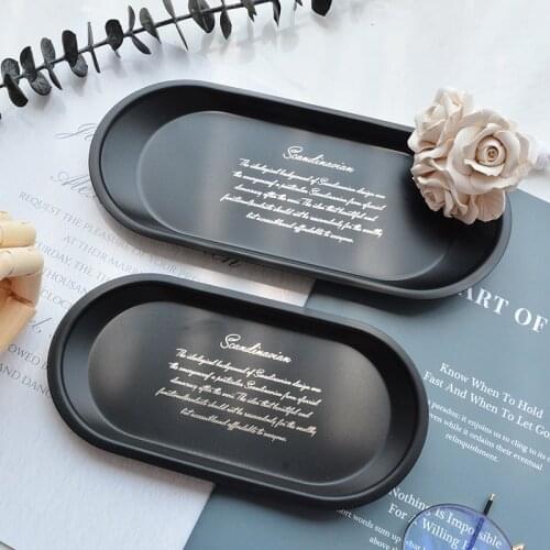 Black Stainless Steel Storage Tray Fruit Dessert Plate Jewelry Cosmetic Display Tray Plates Kitchen Storage Home Organizer