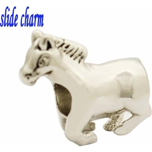 Slide charm Free shipping Mercedes-Benz horse charm beads fit Pandora bracelet mother lover Christmas gift