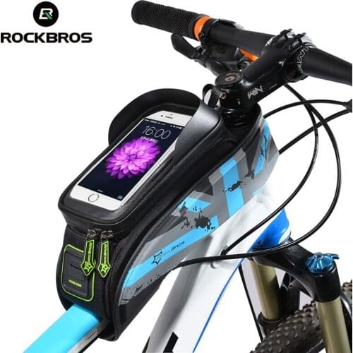 ROCKBROS MTB Bicycle Bag Touch Screen Top Front Tube Frame Road Bike Saddle Bag 5.8/6.0 Cell Phone Cases Cycling Accessories