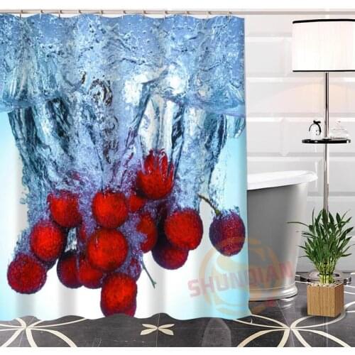 Eco-friendly Fruit water Fabric Modern Shower Curtain New Custom Unique bathroom With Hooks