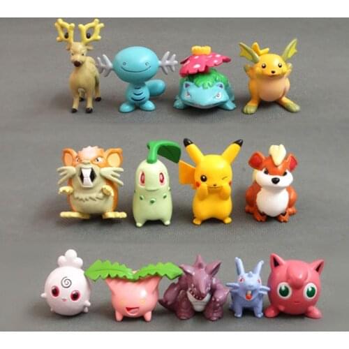 Takara Tomy 13pcs/set 5cm Totodile Geodude Pidgeot Chikorita Pikachu Pokemon Action Figure Model Collection Toys for Children