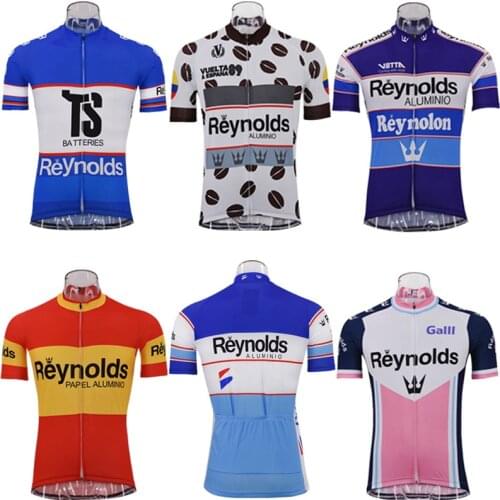 Hot Classic retro pro team Pink/blue/orange/white Cycling Jersey Short Sleeve MTB Road Bicycle Cycling Clothing Maillot Ciclismo