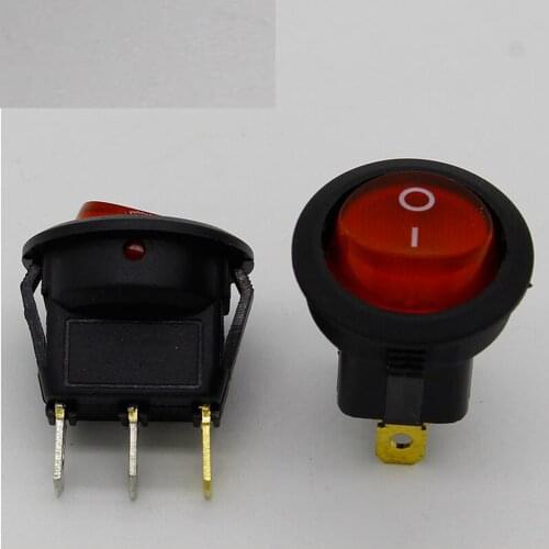 Promotion!10pcs Red Light ON-OFF SPST Round Rocker Switch 6A/250V 10A/125V AC