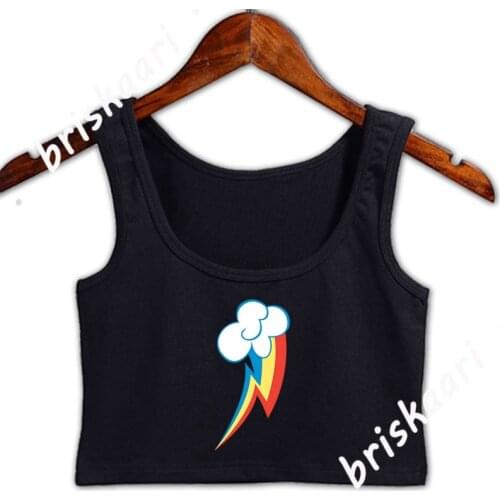 Rainbow Dash Cutie Crop Top Women Custom Fashion Graphic Basic Solid Summer Style Letters Top Euro Size S-4xl Vest