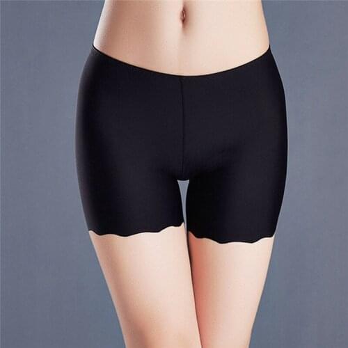 Summer Sexy Seamless Ice Silk Safety Pants Shorts Boxer High Waisted Solid Color Pants Femme Panties Underwear