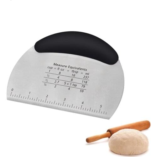 1pcs Semicircle Stainless Steel Dough Scraper/Knife with Scale Cake Pizza Cutter Flour Bread Knife Baking Tools