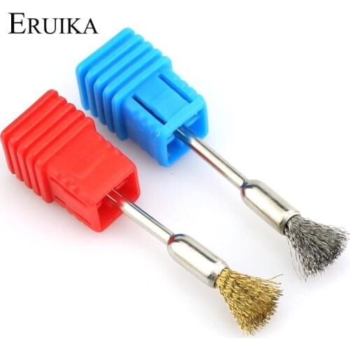ERUIKA 1pc Golden Copper Wire Nail Drill Cleaning Brush for Electric Manicure Drills Bit Cleaner Portable Tool Silver Steel Wire