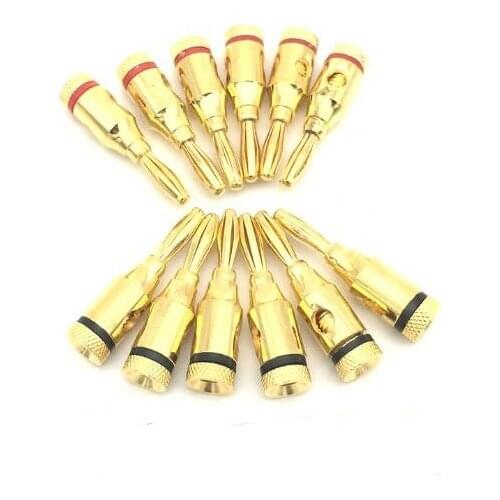 12pcs/lot 4mm Gold Plated Pure Copper Monster Banana Plug Connector Audio Power Speaker Plugs Connector