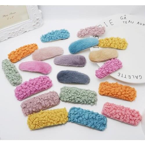 2021 Autumn Winter fashion color Sweet Gentle hair clip plush side clip bb clip for Women Elastic Girl Hair Accessories Headwear