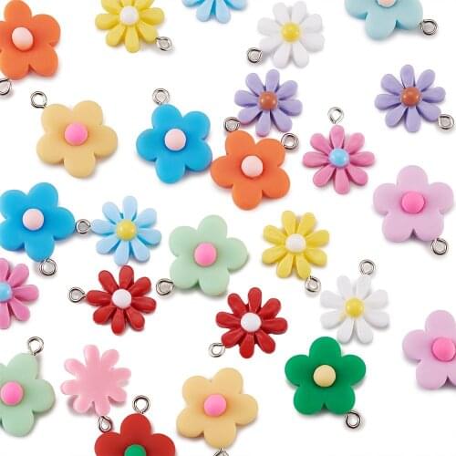 30pcs Mixed Color Daisy Flower Petal Resin Pendants Charms for DIY Decoration Craft Earrings Necklace Jewelry Making Accessories