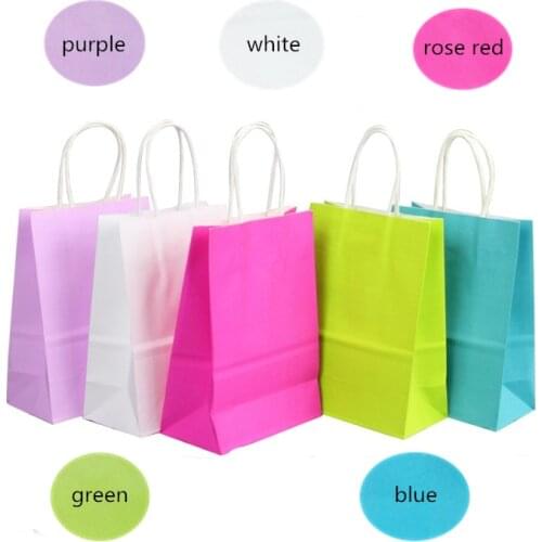 40PCS/lot Kraft paper bag with handles/21*15*8cm / Festival gift bags for wedding baby birthday party